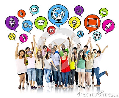 Group Of Multiethnic High School Students Stock Photo