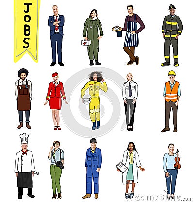 Group of Multiethnic People with Different Jobs Stock Photo