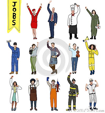 Group of Multiethnic People with Different Jobs Stock Photo