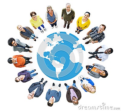 Group of Multiethnic People Looking Up Stock Photo