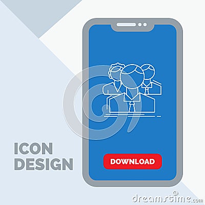 group, multiplayer, people, team, online Line Icon in Mobile for Download Page Vector Illustration