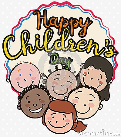 Group of Multiracial Children Smiling and Celebrating their Day, Vector Illustration Vector Illustration