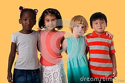 Group of multiracial kids portrait.Studio Stock Photo