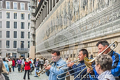 Group of musicians in Dresden Editorial Stock Photo