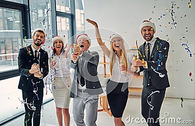 Group of office workers celebrating Christmas Stock Photo