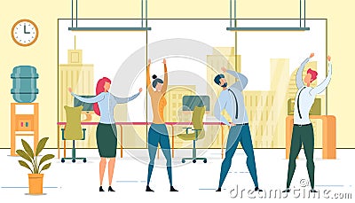 Group Office Workout Flat Vector Illustration Vector Illustration