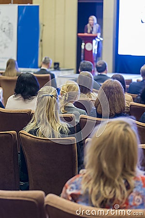 Group of People Attending Conference and Listening to the Host Speaker Editorial Stock Photo