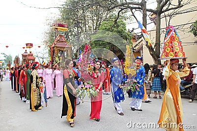 Group of people attending traditional festivals Editorial Stock Photo