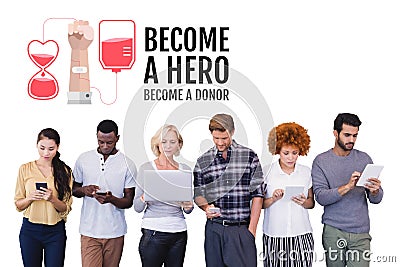 Group of people and blood donation concept Stock Photo