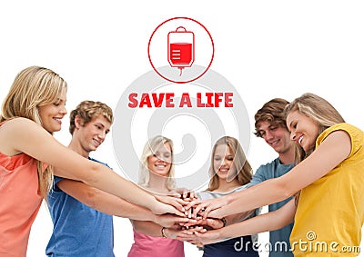 Group of people and blood donation concept Stock Photo