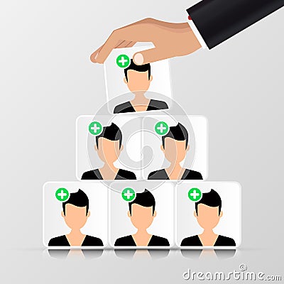 Group of people. Business concept. Pyramid. Organization Vector Illustration