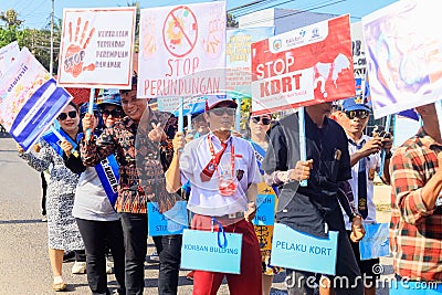 a group of people carrying banners Editorial Stock Photo