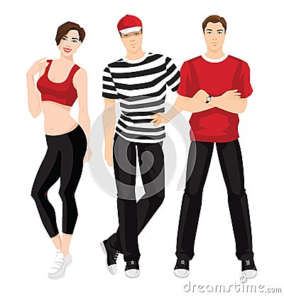 Group of people in clothes for sport or fitness Vector Illustration