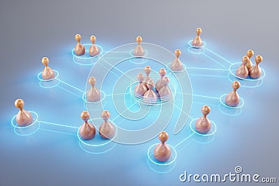A group of people comes together for cooperation, team building, cooperation, consolidation, personnel selection. 3D Illustration Stock Photo