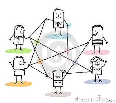 Group of people connected by lines Vector Illustration