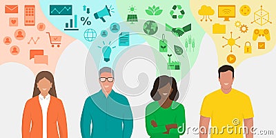 Group of people and different interests Vector Illustration