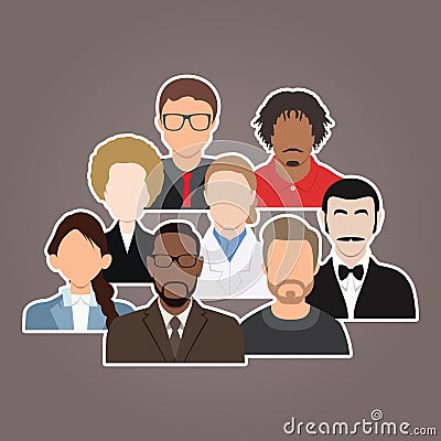 Group people diversity, diverse business man and woman avatar icons. Vector Illustration