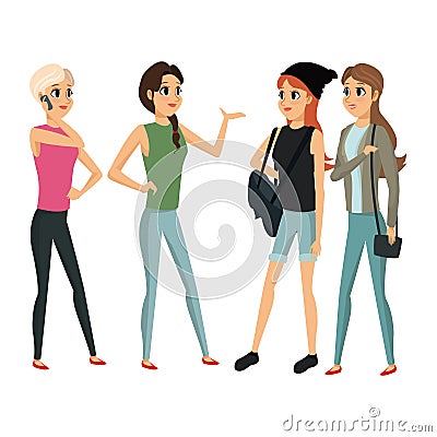 Group people female talking Vector Illustration