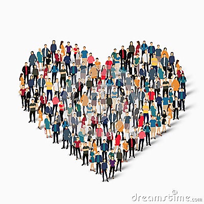 Group people form heart love Stock Photo