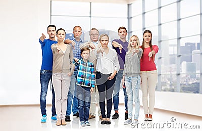 Group of people giving thumbs down Stock Photo