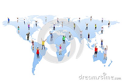 Group of People and Global Communications Stock Photo