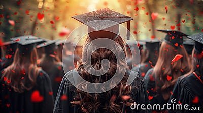 Group of People in Graduation Caps and Gowns Stock Photo