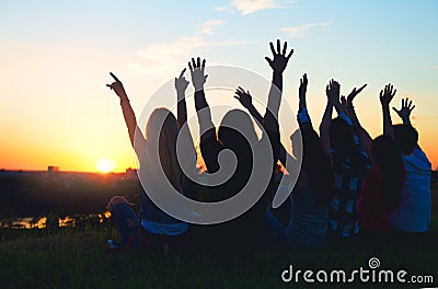 Group of people having fun outdoors Stock Photo