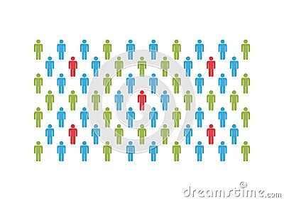 Group of people with Herd immunity agains virus bacteria Vector Illustration