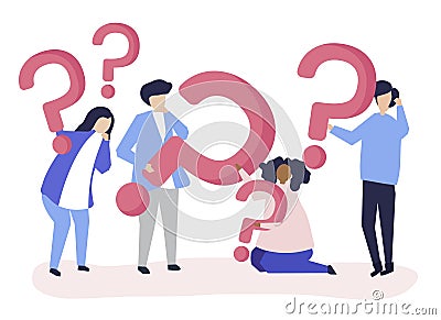 Group of people holding question mark icons Vector Illustration