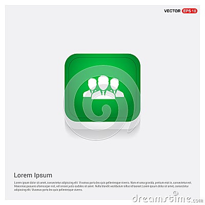Group of people icon. Green Web Button Vector Illustration
