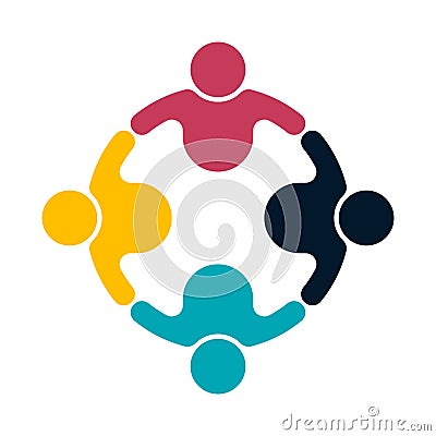 Group people logo handshake in a circle,Teamwork icon,vector illustrator Vector Illustration