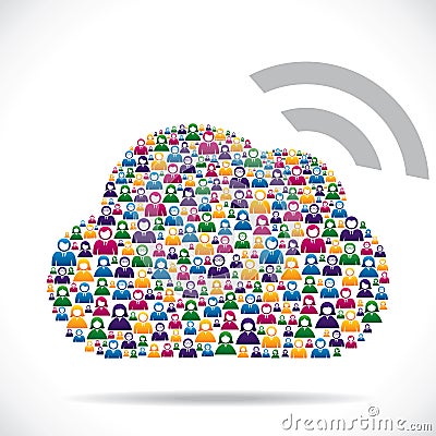 Group of people make social media cloud Vector Illustration