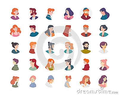 Group of people, men and women avatar profile icons. Vector Illustration