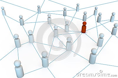 Group of people in a network or hub Stock Photo