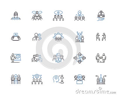 Group people outline icons collection. Group, People, Collective, Organization, Congregation, Community, Clique vector Vector Illustration