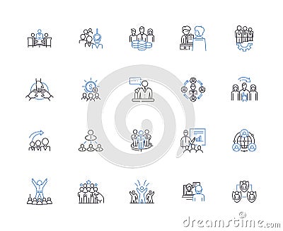 Group people outline icons collection. Group, People, Collective, Organization, Congregation, Community, Clique vector Vector Illustration
