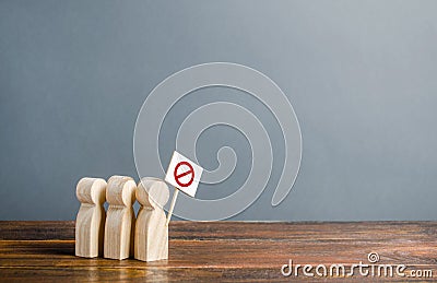 A group of people with posters demonstrate protest. An angry mob. Political movement. Social discontent, tension. The struggle Stock Photo