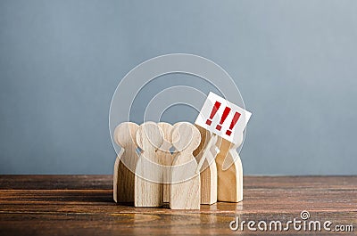 A group of people with posters show indignation and anger. Citizenship against dubious laws, scandalous reforms and injustice Stock Photo