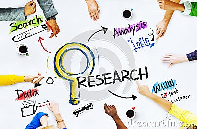 Group of People with Research Concept Stock Photo