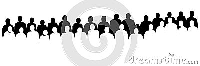 Group of people silhouettes vector banner design. Female and male black figures clipart. Vector Illustration