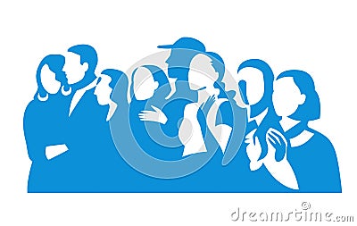 Group of people silhouettes vector banner design. Female and male figures clipart. Vector Illustration