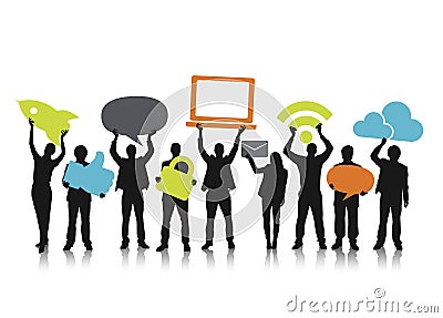 Group of People and Social Media Concepts Stock Photo
