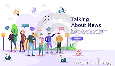 group of people speak and chatting about news concept. social network discuss dialogue speech bubbles for web design, banner, Vector Illustration