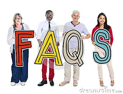 Group of People Standing Holding FAQS Letter Concept Stock Photo