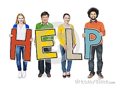 Group of People Standing Holding Help Stock Photo