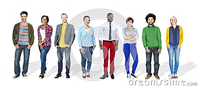 Group of People Standing in a Row Stock Photo