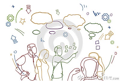 Group Of People Talking Communication Young Friends Meeting Concept Doodle Abstract Background Vector Illustration