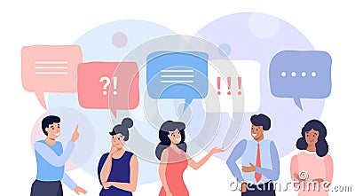 Group of people talking and thinking, concept illustration Vector Illustration