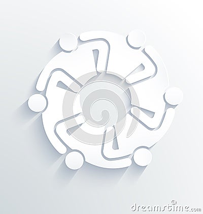 Group of People Team 6 hugging each other. Vector Illustration