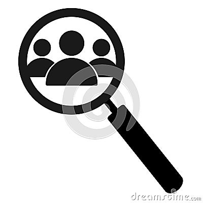 Group of people under magnifying glass, loupe. White background. Vector illustration Vector Illustration